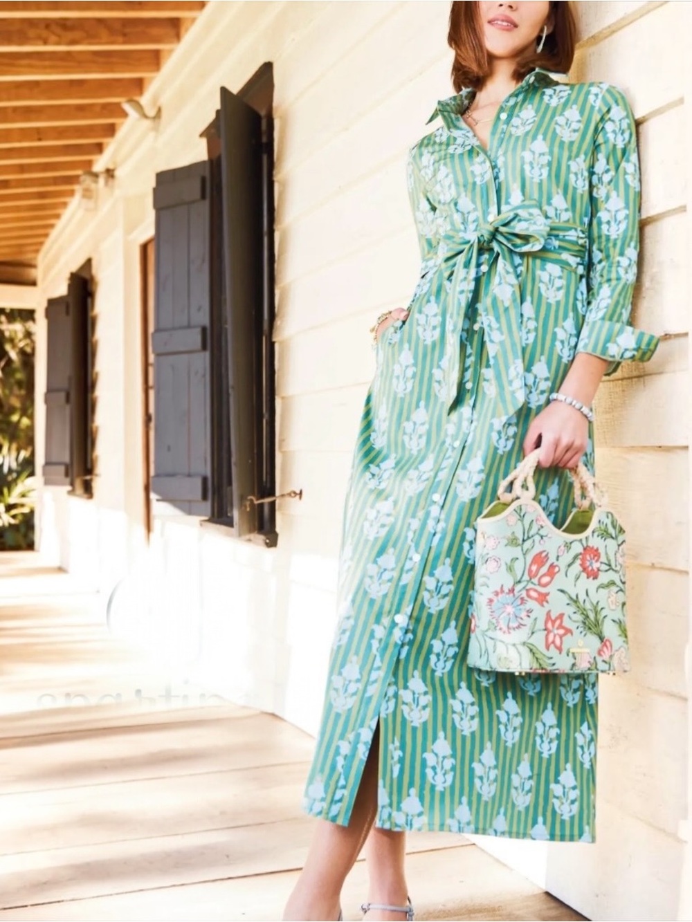 New! SPARTINA 449 Marianne Hamilton Motif Stripe Shirt Dress Size XXS